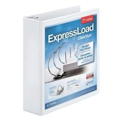 Cardinal ExpressLoad ClearVue 2" 3-Ring View Binder, White (CRD 49120)