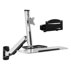 Mount-It! Sit Stand Wall Mount Workstation, Articulating Standing Desk For A Single Monitor, Floating Keyboard Tray (MI-7905)