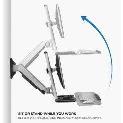 Mount-It! Sit Stand Wall Mount Workstation, Articulating Standing Desk For A Single Monitor, Floating Keyboard Tray (MI-7905) -Office Supply Shop sp7038275 sc7