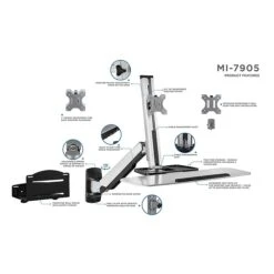Mount-It! Sit Stand Wall Mount Workstation, Articulating Standing Desk For A Single Monitor, Floating Keyboard Tray (MI-7905) -Office Supply Shop sp7038276 sc7