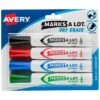 Avery Marks A Lot Desk-Style Dry Erase Markers, Chisel Tip, Assorted Colors, 4 Markers Per Set (24409)