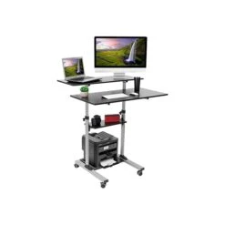 Mount-It! 37"-55" Plastic/Steel Adjustable Desk, Black/Gray (MI-7970)