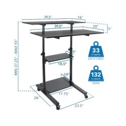 Mount-It! 37"-55" Plastic/Steel Adjustable Desk, Black/Gray (MI-7970) 3 Mount-It! 37"-55" Plastic/Steel Adjustable Desk, Black/Gray (MI-7970) -Office Supply Shop sp73744363 sc7