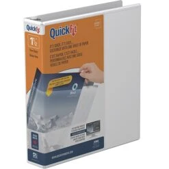 Stride QuickFit 1-1/2" Round 3-Ring View Binder, White (88020)