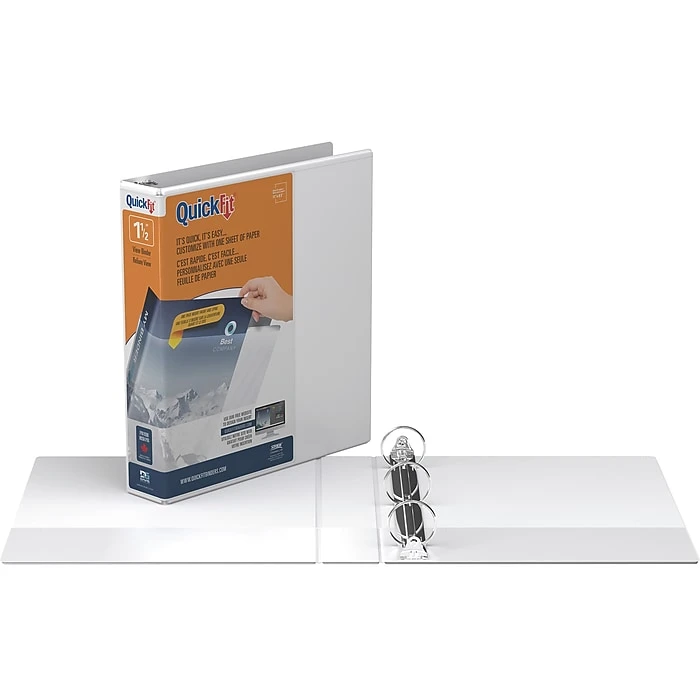 Stride QuickFit 1-1/2" Round 3-Ring View Binder, White (88020) Stride QuickFit 1-1/2" Round 3-Ring View Binder, White (88020) -Office Supply Shop sp75059774 sc7