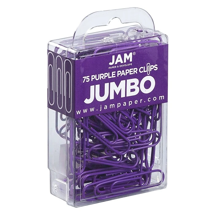 JAM Paper Jumbo Paper Clips, Purple, 75/Pack (42186879) JAM Paper Jumbo Paper Clips, Purple, 75/Pack (42186879) -Office Supply Shop sp81235585 sc7