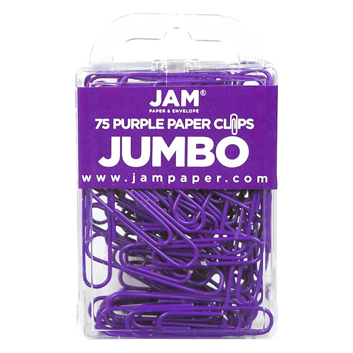 JAM Paper Jumbo Paper Clips, Purple, 75/Pack (42186879) JAM Paper Jumbo Paper Clips, Purple, 75/Pack (42186879) -Office Supply Shop sp81235589 sc7