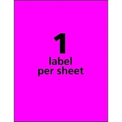 Avery Neon Laser Shipping Labels, 8 1/2" X 11", Assorted Colors, 1 Labels/Sheet, 15 Sheets/Pack (5975) -Office Supply Shop sp83628791 sc7