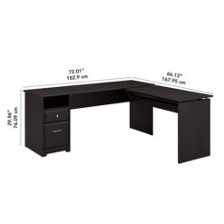 Bush Furniture Cabot 36"-42"H 3 Position L Shaped Sit To Stand Desk, Espresso Oak (CAB050EPO) -Office Supply Shop sp85005915 sc7