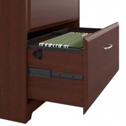 Bush Furniture Cabot 36"-42"H 3 Position Sit To Stand Corner Bookshelf Desk With Lateral File Cabinet, Harvest Cherry(CAB056HVC) -Office Supply Shop sp85005941 sc7