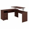 Bush Furniture Cabot 36"-42"H 3 Position L Shaped Sit To Stand Desk, Harvest Cherry (CAB043HVC)