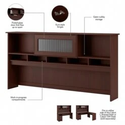 Bush Furniture Cabot 36"-42"H 3 Position L Shaped Sit To Stand Desk With Hutch, Harvest Cherry (CAB052HVC) -Office Supply Shop sp85006066 sc7
