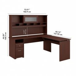 Bush Furniture Cabot 36"-42"H 3 Position L Shaped Sit To Stand Desk With Hutch, Harvest Cherry (CAB052HVC) -Office Supply Shop sp85006067 sc7