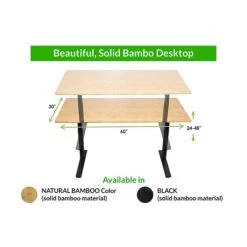 Uncaged Ergonomics Rise Up Electric Adjustable Height Standing Desk With Natural Bamboo Desktop Gray Frame, Bamboo Desktop Rugb) -Office Supply Shop sp85105310 sc7