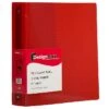 JAM Paper Designders 1 1/2" 3-Ring Flexible Poly Binder, Red Glass Twill (762T15RD)