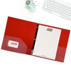 JAM Paper Designders 1 1/2" 3-Ring Flexible Poly Binder, Red Glass Twill (762T15RD) -Office Supply Shop sp89840248 sc7