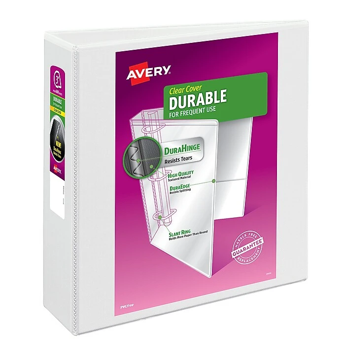 Avery Durable Standard 3" 3-Ring View Binder, White (09701) Avery Durable Standard 3" 3-Ring View Binder, White (09701) -Office Supply Shop sp91972143 sc7