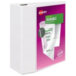 Avery Durable Standard 5" 3-Ring View Binder, White, 2/Carton (09901)