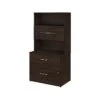 Bush Business Furniture Office 500 2-Drawer Lateral File Cabinet With Hutch, Letter/Legal, Black Walnut, 35.67" (OF5007BWSU)