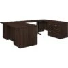 Bush Business Furniture Office 500 27"-47" Adjustable U-Shaped Executive Desk With Drawers, Black Walnut (OF5005BWSU)
