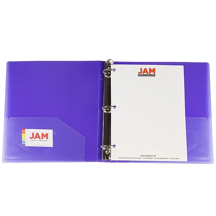 JAM Paper Designders 1 1/2" 3-Ring Flexible Poly Binders, Purple Glass Twill (275112245) JAM Paper Designders 1 1/2" 3-Ring Flexible Poly Binders, Purple Glass Twill (275112245) -Office Supply Shop sp92366377 sc7