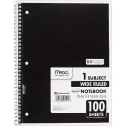 Mead 1-Subject Spiral Notebook, 8" X 10 1/2", Wide Ruled, 100 Sheets, Each (05514) -Office Supply Shop sp93154340 sc7