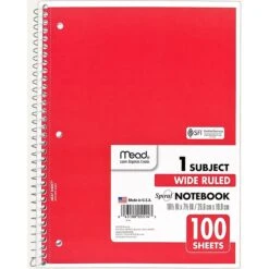 Mead 1-Subject Spiral Notebook, 8" X 10 1/2", Wide Ruled, 100 Sheets, Each (05514) -Office Supply Shop sp93154342 sc7